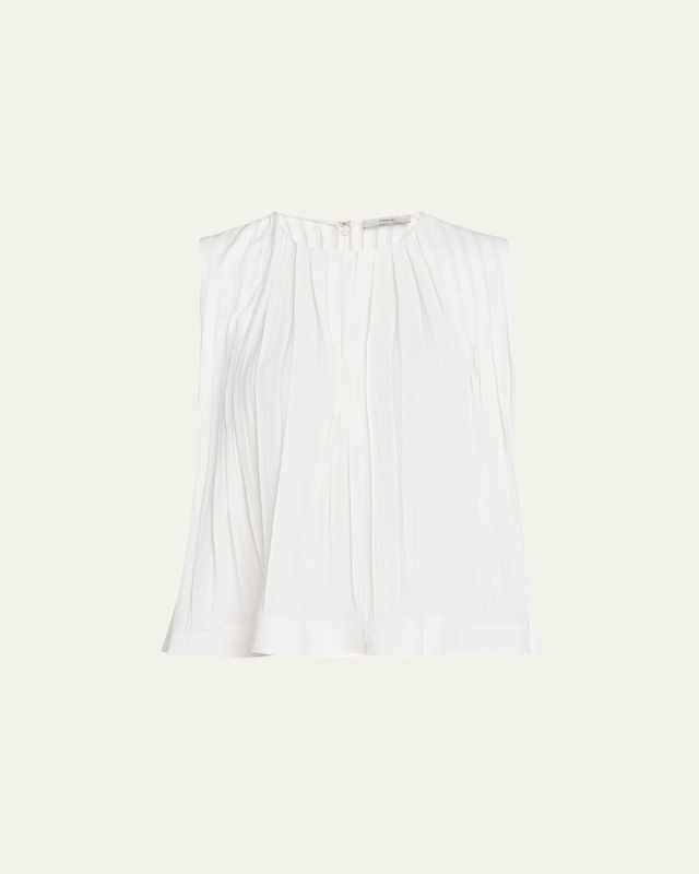 Sleeveless Pleated A-Line Top